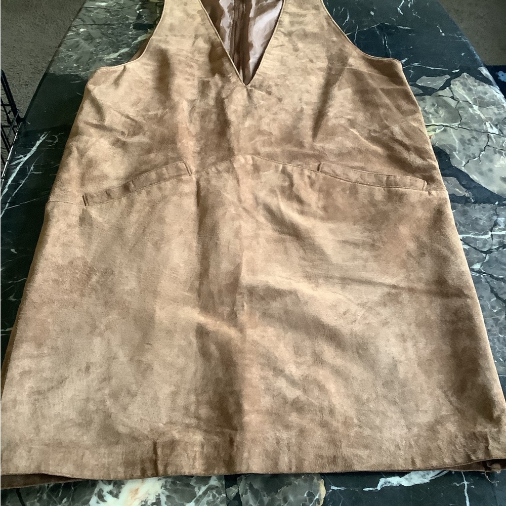 Ann Taylor Suede-Look Tan Midi Dress